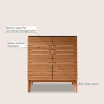 Calandre Thin Linear Slat Modern Farmhouse 2-Shelf Bath Vanity Cabinet Only (Sink Basin not Included)